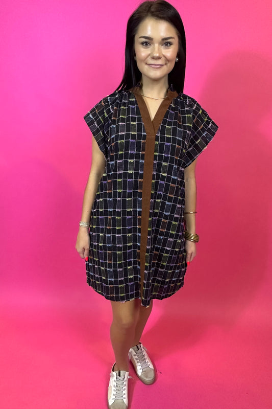 Corduroy Trim Dress