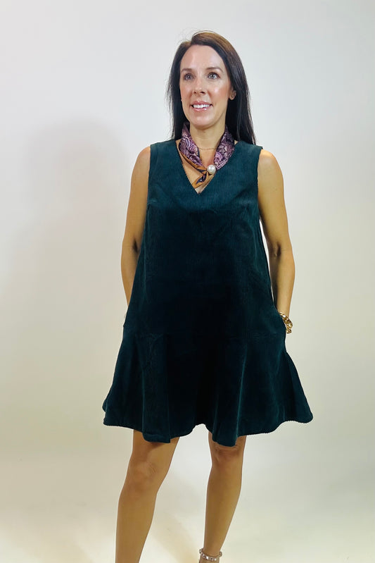 The Cords Dress - Peacock Green