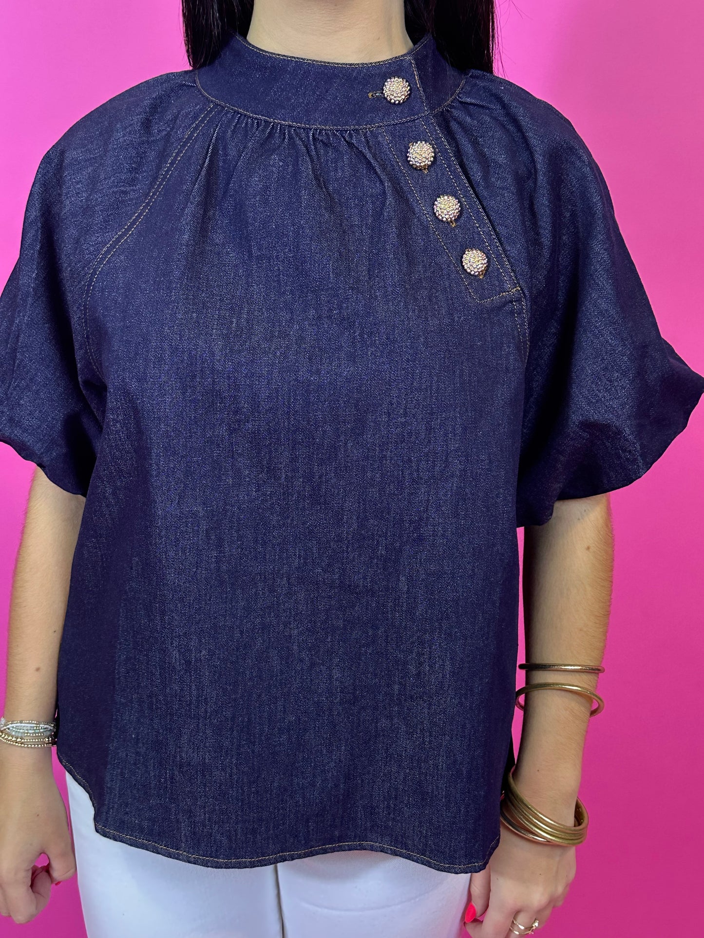 Puffy Denim Top