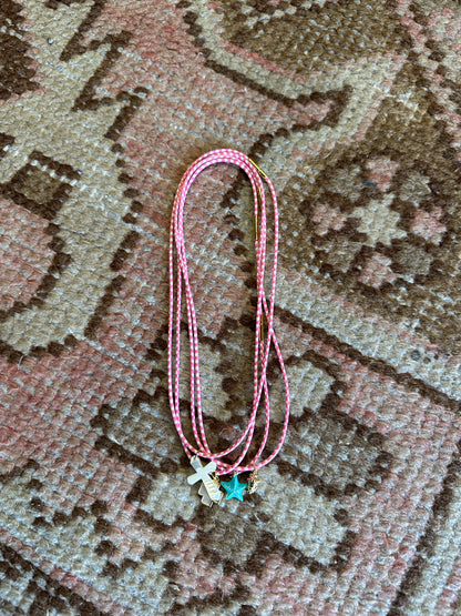 Small cord charm necklace
