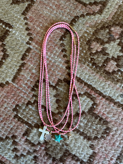 Small cord charm necklace