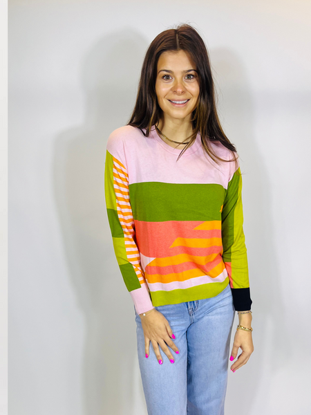 Diagonal Stripe Sweater Pink
