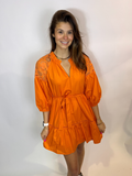 Orange Lace Block Dress