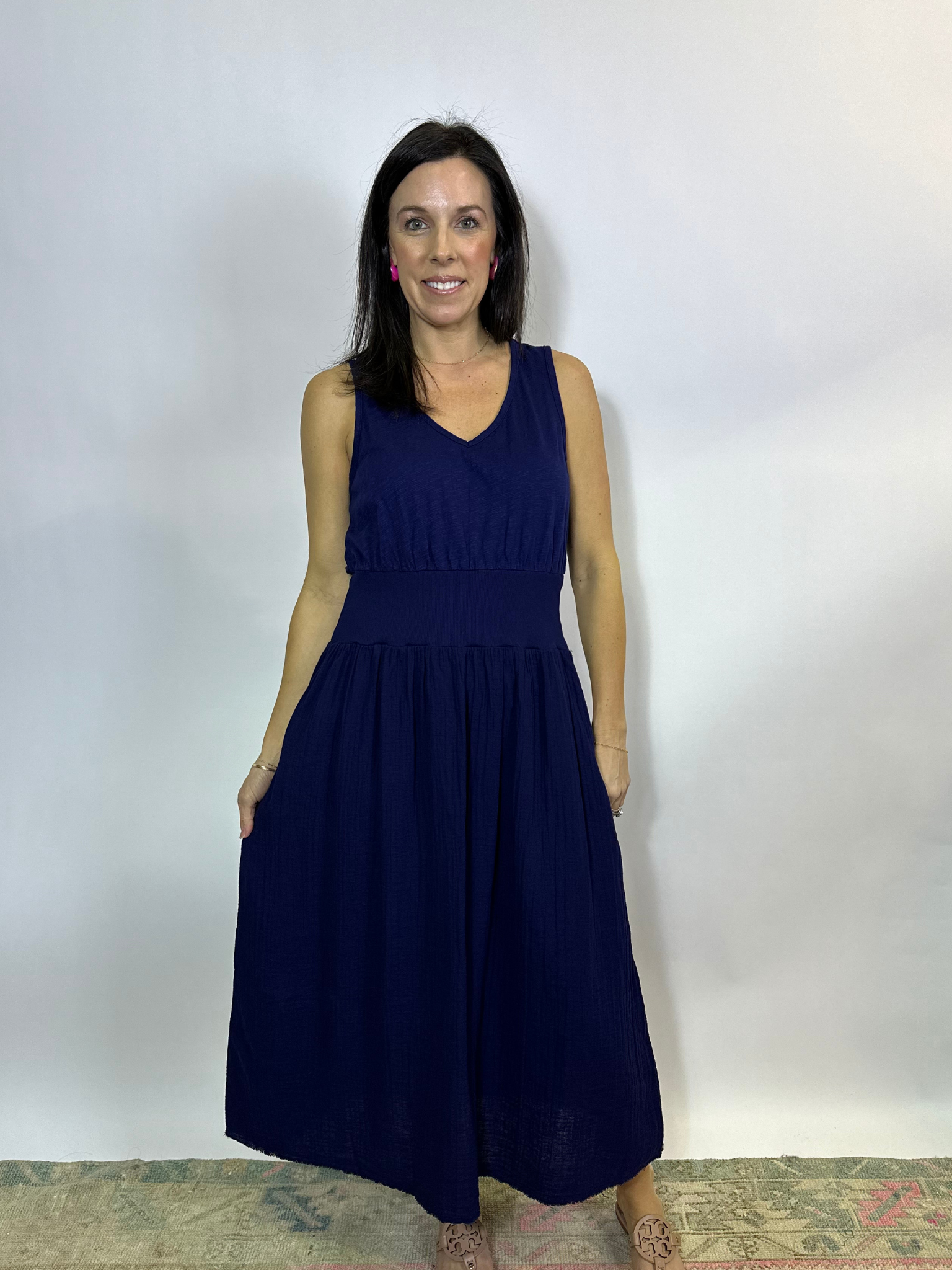 navy tank midi dress Mix Media Tank Midi Dress Navy – Pieces Boutique & Gifts