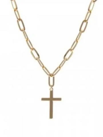 Golden Cross Paperclip Necklace