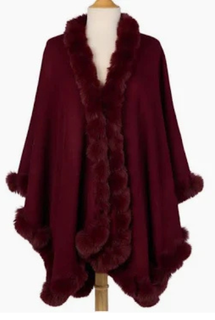 Faux Fur Trim Wrap