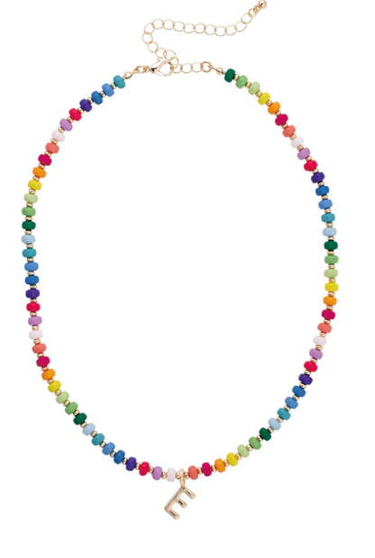 Ruthie Rainbow Beaded Mini Initial Necklace