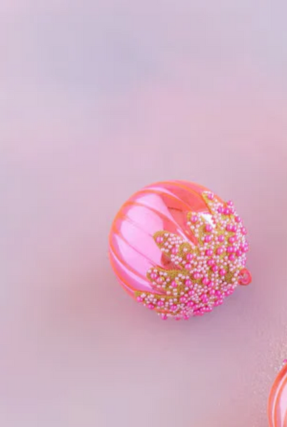 Fluted Pave Ball Ornaments