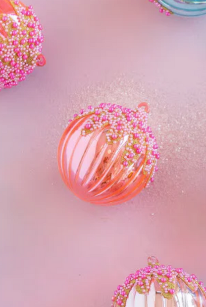 Fluted Pave Ball Ornaments