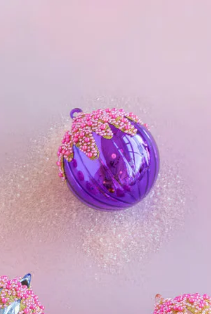 Fluted Pave Ball Ornaments