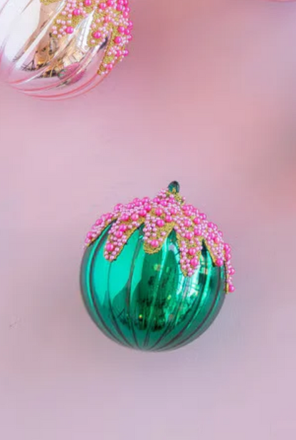Fluted Pave Ball Ornaments