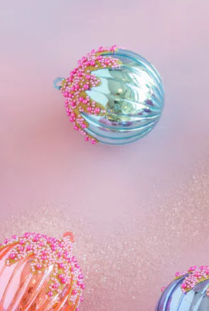 Fluted Pave Ball Ornaments