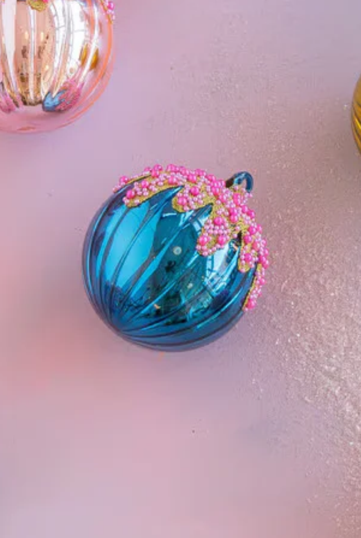 Fluted Pave Ball Ornaments