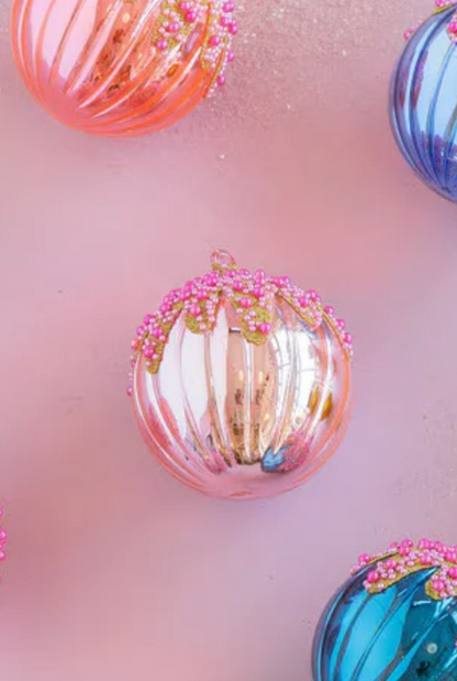 Fluted Pave Ball Ornaments