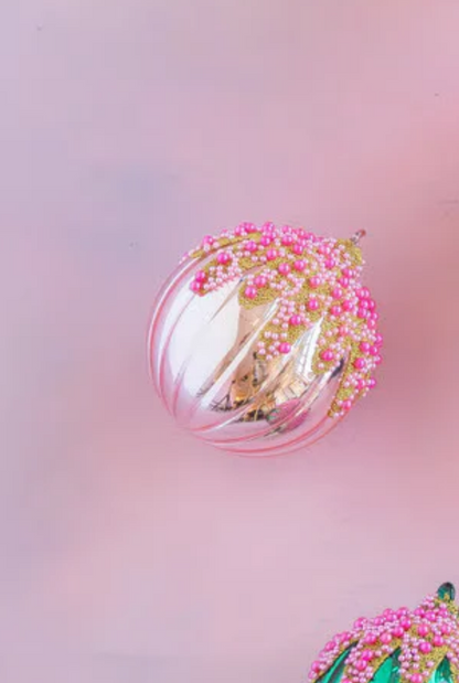 Fluted Pave Ball Ornaments