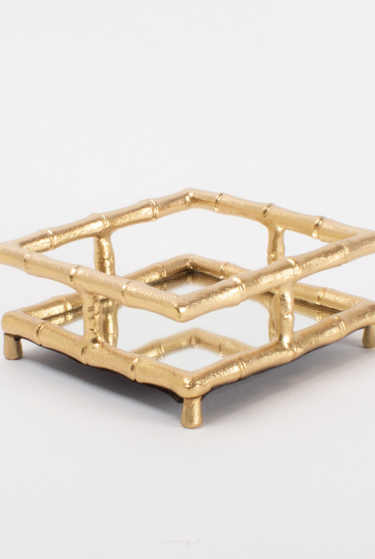 Gold Bamboo Cocktail Napkin Tray