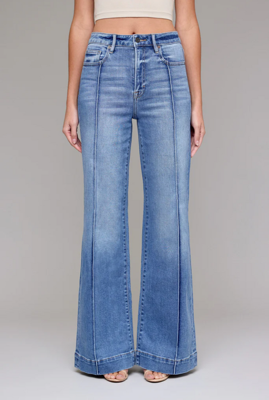 Happi High Rise Pintucked Flare