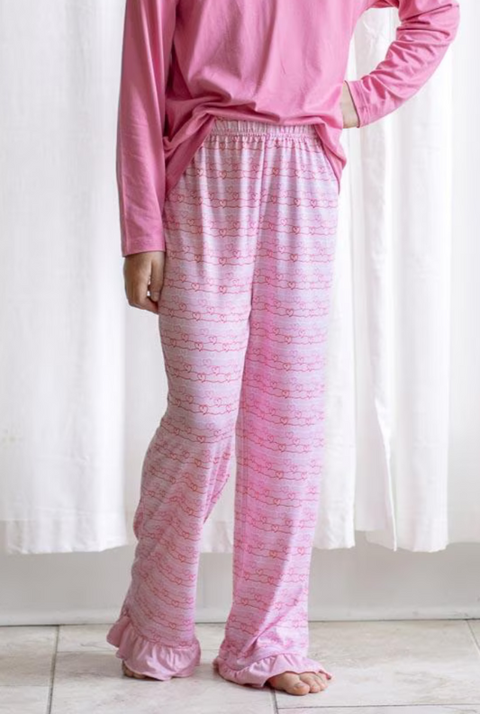 Girls Heart String Ruffle Pant