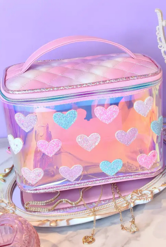 Heart Clear Train Case
