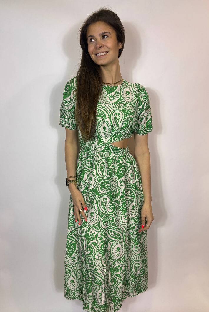Cut-Out Verdant Paisley Maxi