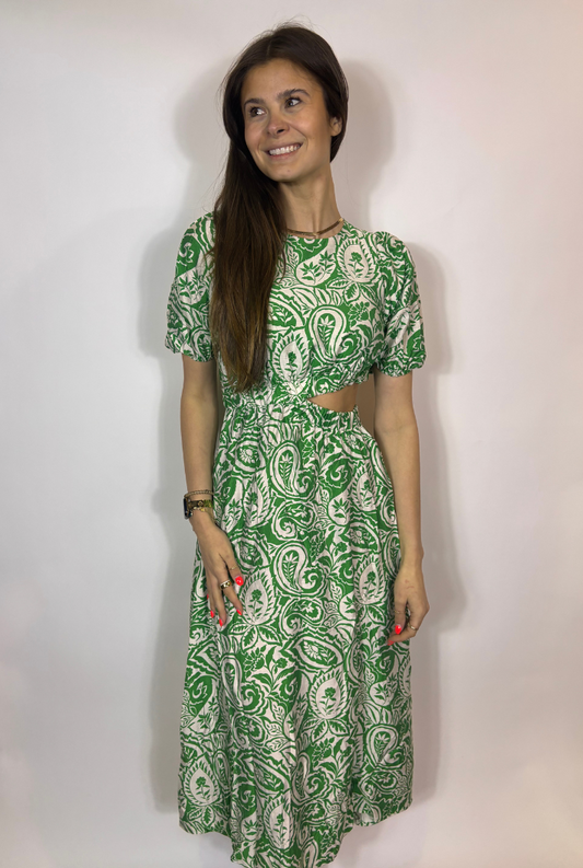 Cut-Out Verdant Paisley Maxi