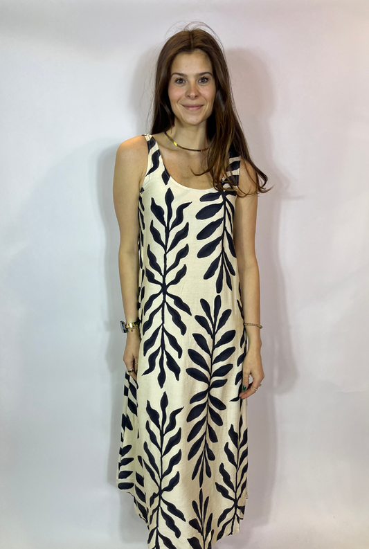 Dora Dress-Black & Cream