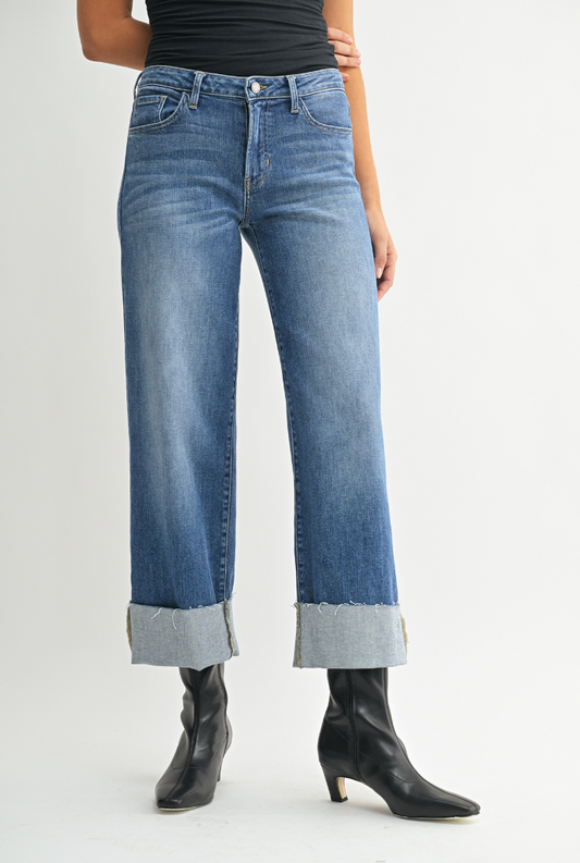 Scissor Cut Cuffed Slim Wide
