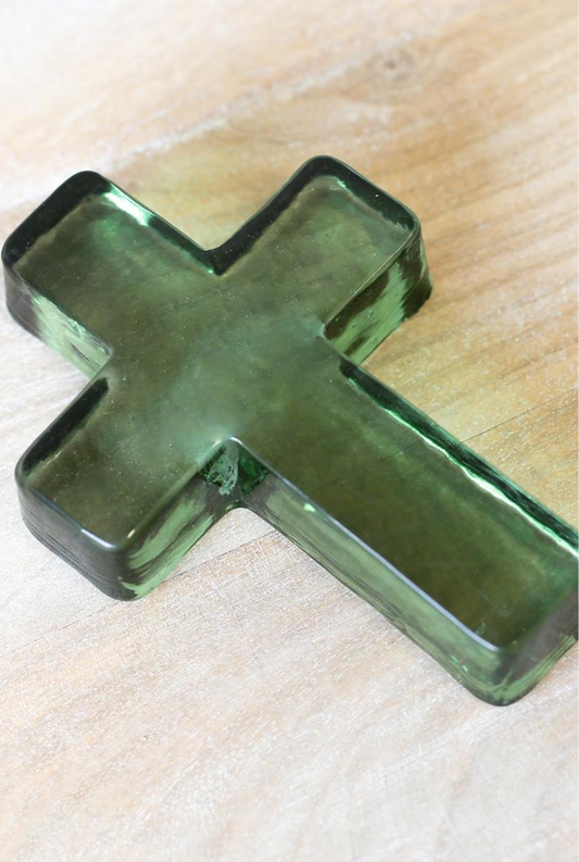 Glass Cross- Green