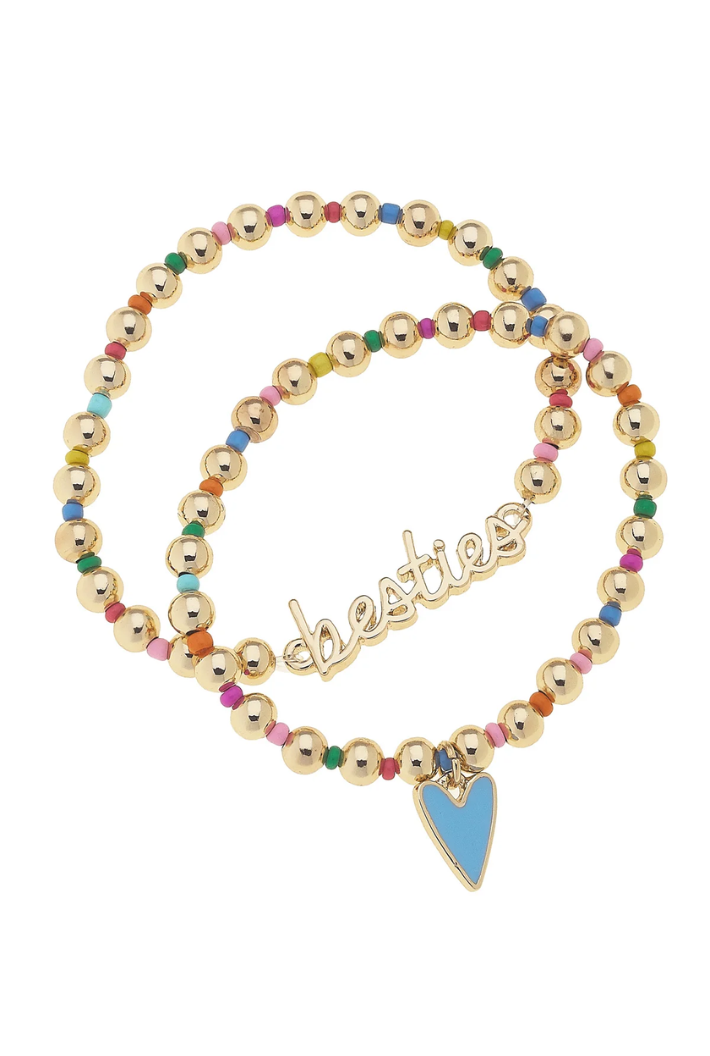 Besties Rainbow Children's Stretch Bracelet (2) Shiny Gold