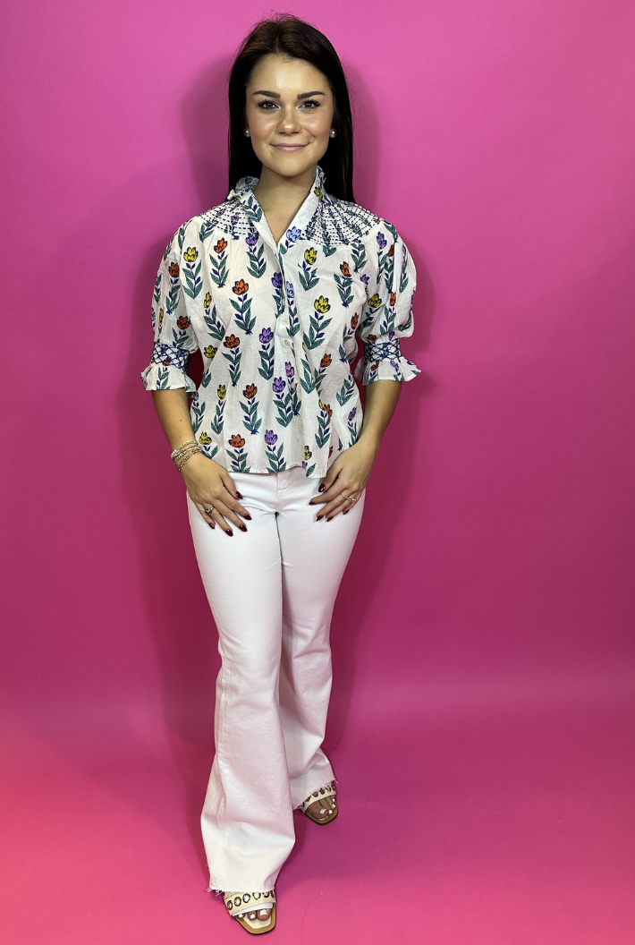 Flower Stripe Top