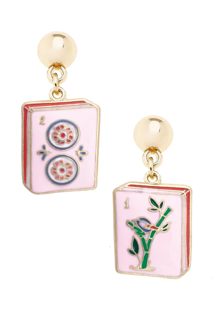 Mahjong Enamel Earrings