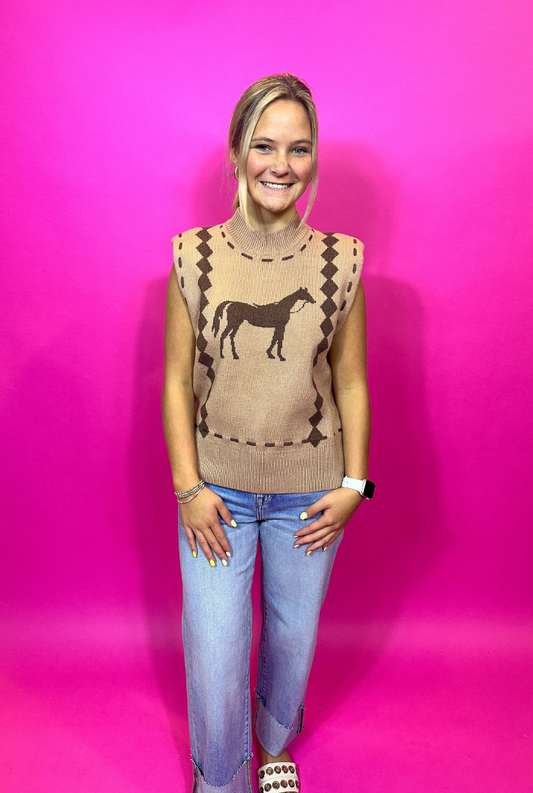 Horsin Around Sweater Vest