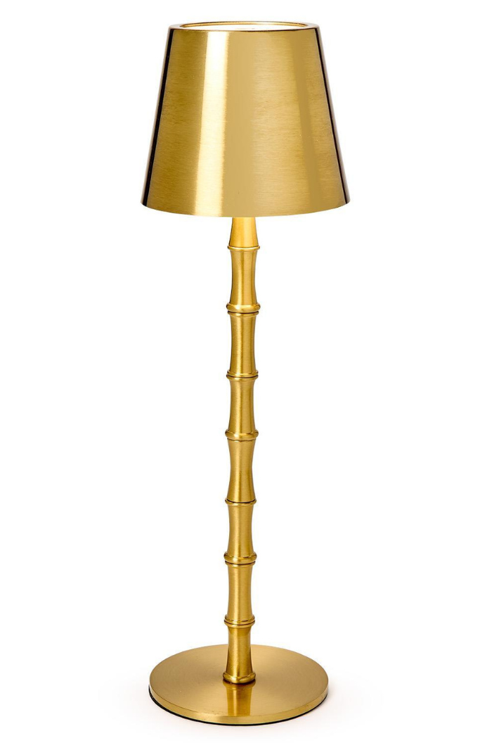 Cordless Gold Bamboo Lamp