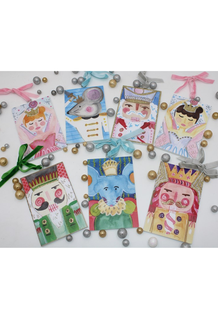 Glitter Wood Ornament Nutcracker 7 Assorted