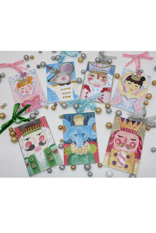 Glitter Wood Ornament Nutcracker 7 Assorted