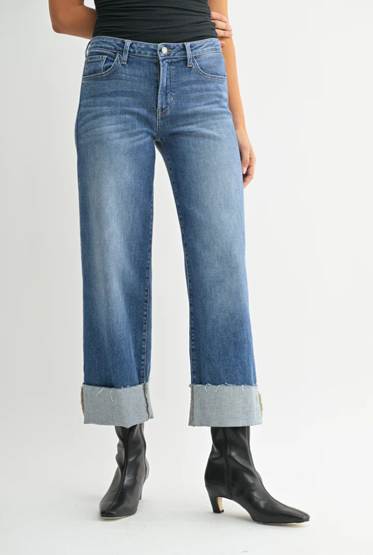 The Scissor Cuffed Slim Wide Leg