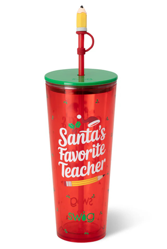 Santa's Favorite Teacher Plastic Tumbler