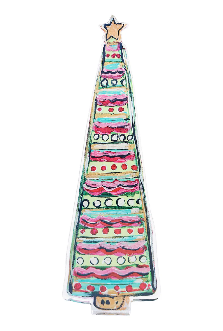 Red Wavy Stripe Christmas Tree Acrylic Stand