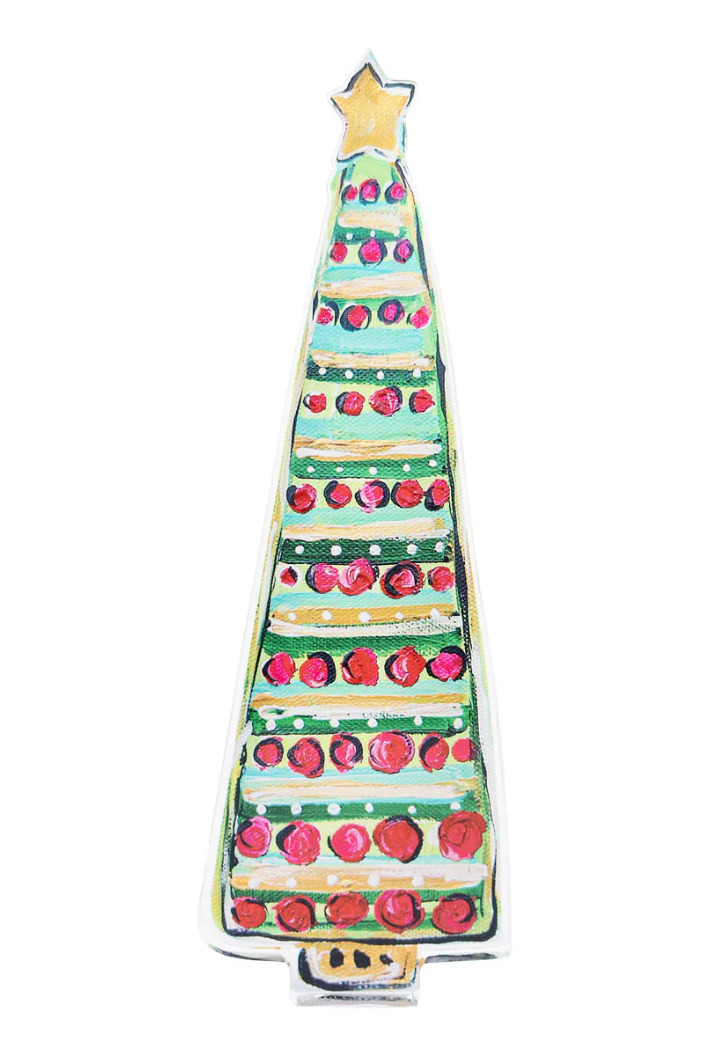 Bright Gold and Green Christmas Tree Acrylic Stand