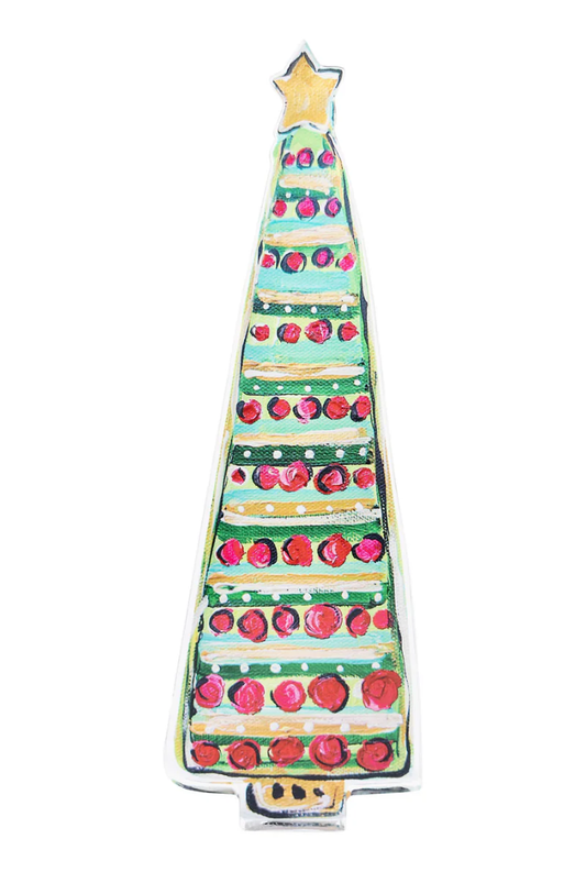 Bright Gold and Green Christmas Tree Acrylic Stand