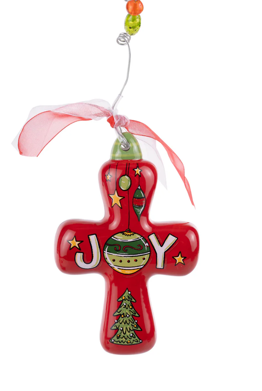 Joy Cross Puff Ornament