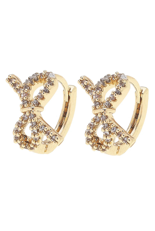 Collins Pave Bow Mini Hoop Earrings