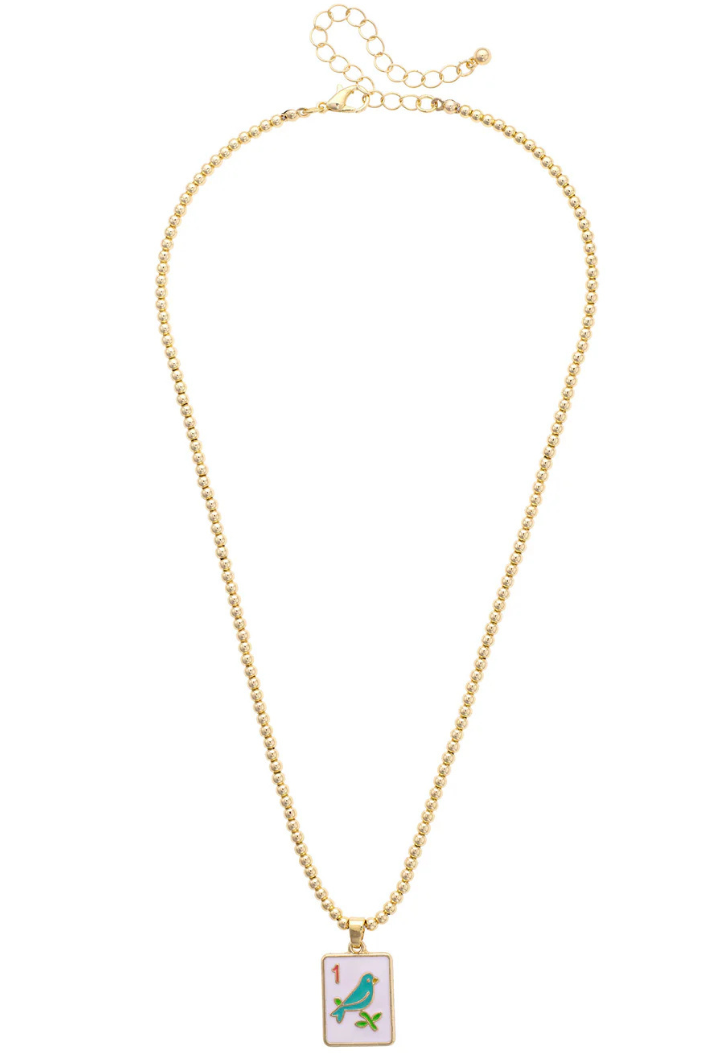 Sparrow Mahjong Tile Necklace