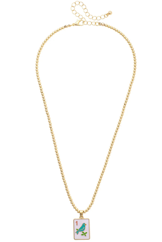 Sparrow Mahjong Tile Necklace