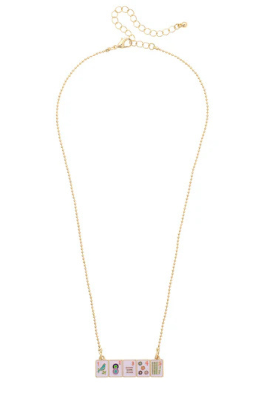Mahjong Enamel Tile Wall Necklace