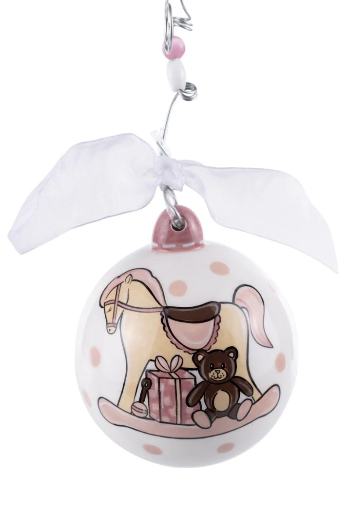 Baby's 1st Pink Rocking Horse Ornament