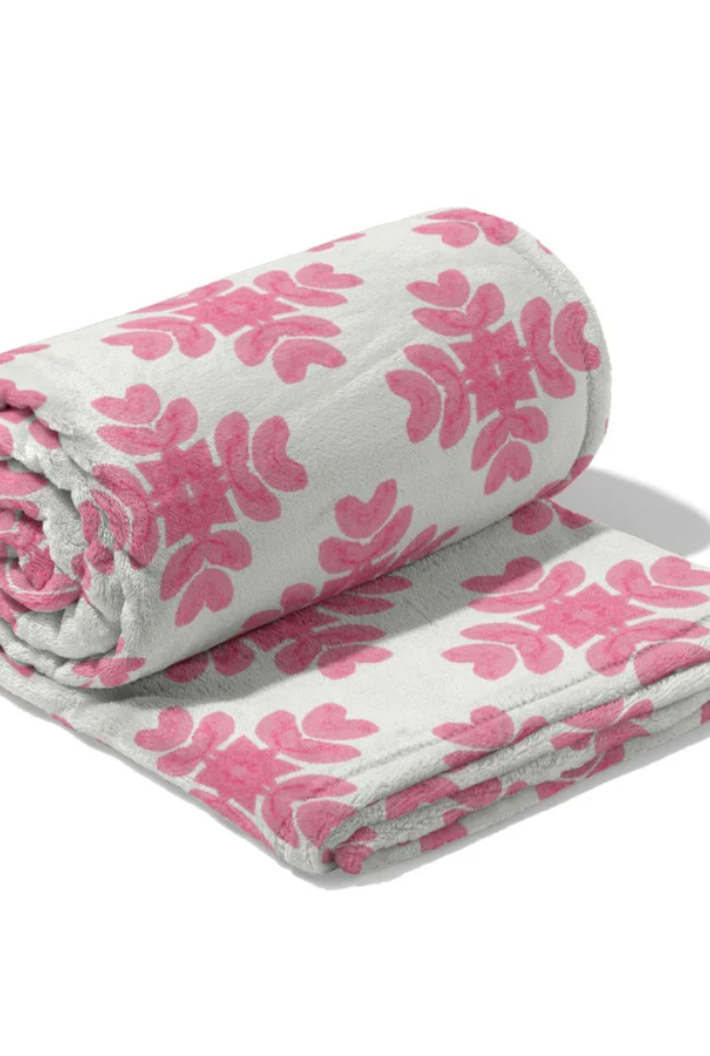 Brushstrokes Pink Fleece Blanket