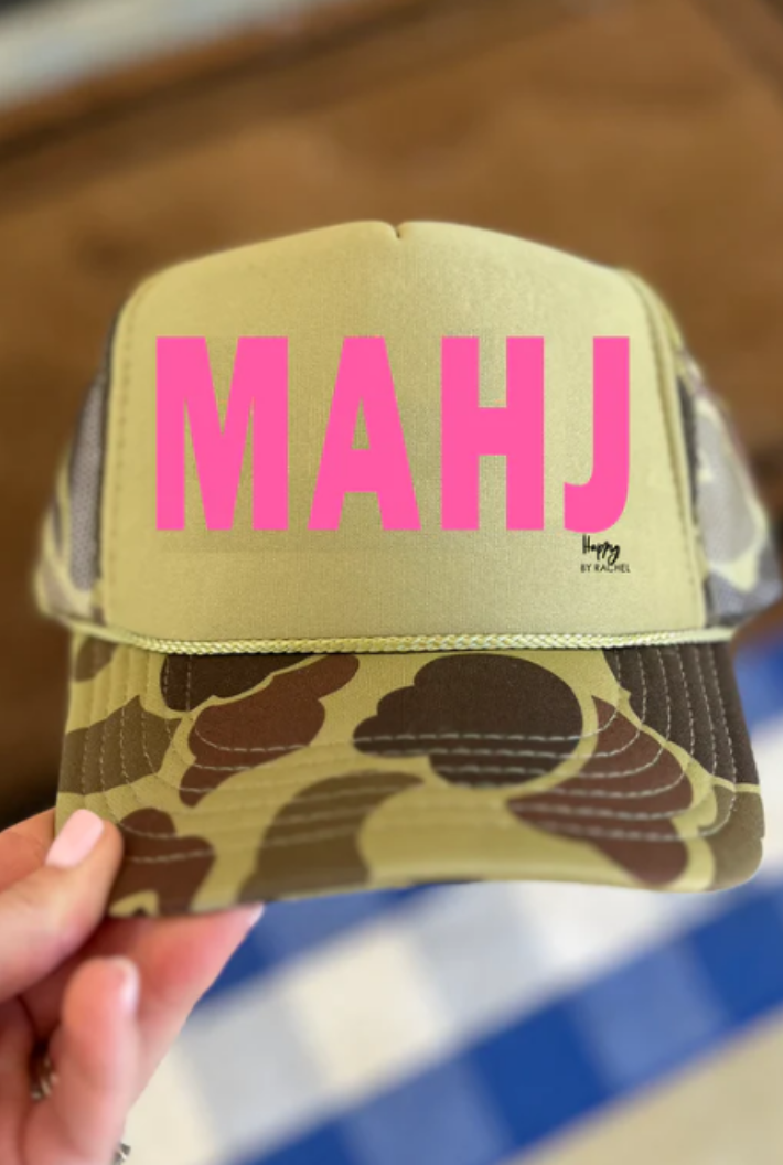 Mahj Squad Camo and Pink Trucker Hat