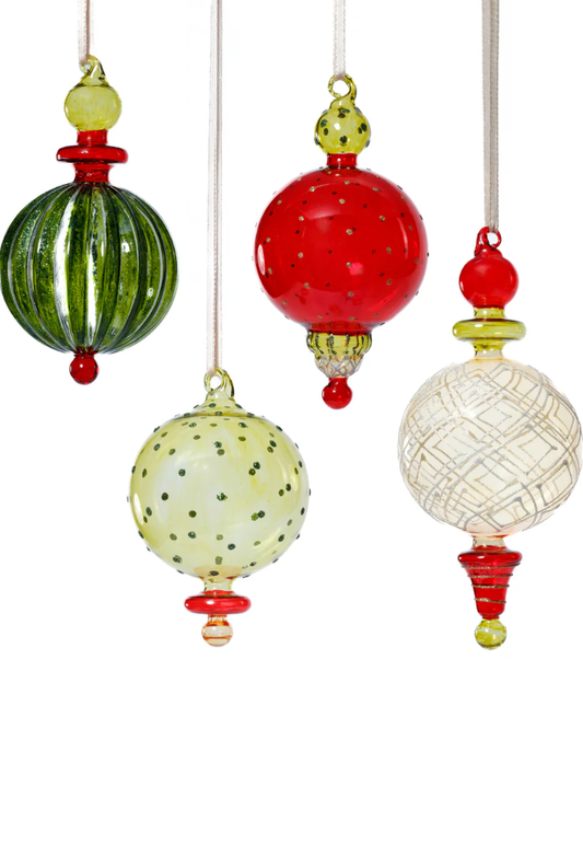 Festive Glass Holiday Hanging Ornaments