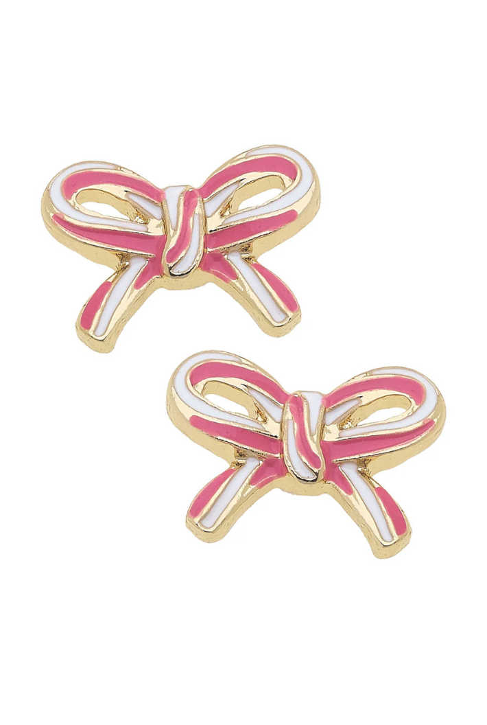 Candy Cane Bow Stud Earring